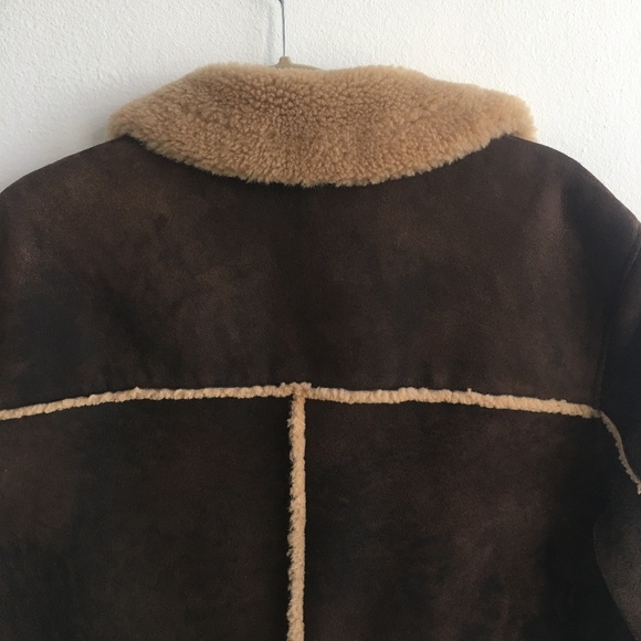 Cole Haan Leather Shearling brown Long Jacket - Picture 5 of 8
